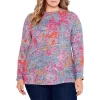 New 🔥 NIC+ZOE Plus Abstract Glow Long Sleeve Tee Pink Multi 🔥 -NIC+ZOE Sales unnamed file 1022