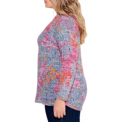 New 🔥 NIC+ZOE Plus Abstract Glow Long Sleeve Tee Pink Multi 🔥 -NIC+ZOE Sales unnamed file 1024