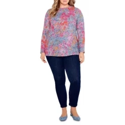 New 🔥 NIC+ZOE Plus Abstract Glow Long Sleeve Tee Pink Multi 🔥 -NIC+ZOE Sales unnamed file 1025