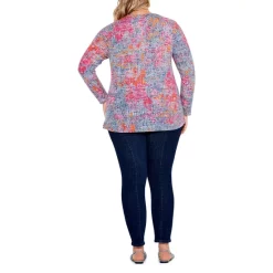 New 🔥 NIC+ZOE Plus Abstract Glow Long Sleeve Tee Pink Multi 🔥 -NIC+ZOE Sales unnamed file 1026