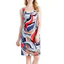 Outlet 🛒 NIC+ZOE Americana Sleeveless Printed 👗 Dress Red Multi 😀