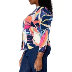 Flash Sale 😀 NIC+ZOE Plus Jigsaw Leaf Print Blouse Pink Multi 👏 -NIC+ZOE Sales unnamed file 1110