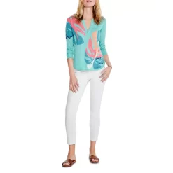 Brand new 🛒 NIC+ZOE Petite Fiesta Fronds Sweater Aqua Multi 🔔 -NIC+ZOE Sales unnamed file 1114