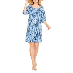 Outlet 🔥 NIC+ZOE Zig Zag Printed 👗 Dress Blue Multi 🔔