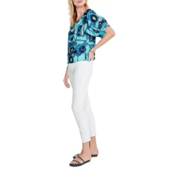 Hot Sale 🔔 NIC+ZOE 🌞 Summer Solstice Printed Top Blue Multi 🛒 -NIC+ZOE Sales unnamed file 1135