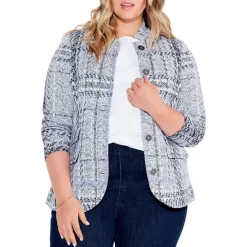 Brand new โ NIC+ZOE Plus Icicle Sweater Blazer Blue Multi ๐