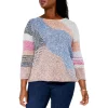 Discount ❤️ NIC+ZOE Plus Orchard Stroll Color Block Sweater Indigo Multi 😍 -NIC+ZOE Sales unnamed file 1189