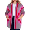 Best Pirce 🔔 NIC+ZOE Plus Checked Away Cardigan Pink Multi 💯 -NIC+ZOE Sales unnamed file 1192
