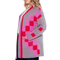 Best Pirce 🔔 NIC+ZOE Plus Checked Away Cardigan Pink Multi 💯 -NIC+ZOE Sales unnamed file 1194
