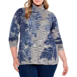 Best Pirce 🧨 NIC+ZOE Plus Shadow Mix Sweater Blue Multi 👏