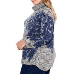Best Pirce 🧨 NIC+ZOE Plus Shadow Mix Sweater Blue Multi 👏 -NIC+ZOE Sales unnamed file 1207