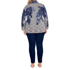 Best Pirce 🧨 NIC+ZOE Plus Shadow Mix Sweater Blue Multi 👏 -NIC+ZOE Sales unnamed file 1209