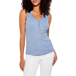 Best Pirce 🤩 NIC+ZOE NIC And ZOE Speckled Knit Snap Tank Blue Mix ⌛