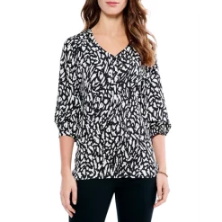 Best deal 😀 NIC+ZOE Plus Textured Night Top Black Multi ⭐