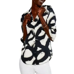 Best deal 🥰 NIC+ZOE Petites Squiggle Stretch 👕 Shirt Black Multi ❤️