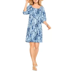 Cheapest 🎁 NIC+ZOE Zig Zag Printed 👗 Dress Blue Multi 💯