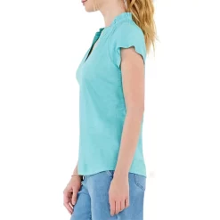 Discount 🥰 NZT NIC+ZOE Ruffled Split Neck Top Aquarius ❤️ -NIC+ZOE Sales unnamed file 1251