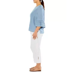 Deals 👍 NIC+ZOE Plus Denim Tangier Flare Sleeve Top Mid Denim 👍 -NIC+ZOE Sales unnamed file 1260