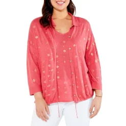 Buy 😀 NIC+ZOE Plus Foil Print Cardigan Red Multi 🧨