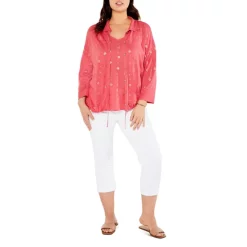 Buy 😀 NIC+ZOE Plus Foil Print Cardigan Red Multi 🧨 -NIC+ZOE Sales unnamed file 1299