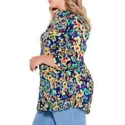 New 🤩 NIC+ZOE Plus Bold Blossoms Crinkle 👕 Shirt Blue Multi 🎁 -NIC+ZOE Sales unnamed file 1311
