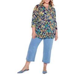 New 🤩 NIC+ZOE Plus Bold Blossoms Crinkle 👕 Shirt Blue Multi 🎁 -NIC+ZOE Sales unnamed file 1312