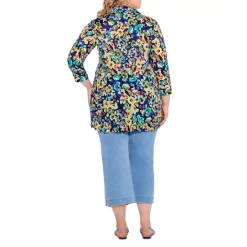 New 🤩 NIC+ZOE Plus Bold Blossoms Crinkle 👕 Shirt Blue Multi 🎁 -NIC+ZOE Sales unnamed file 1313