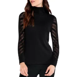 Promo 🤩 NIC+ZOE Pointelle Turtleneck Sweater Charcoal Heather 👍