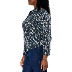 Budget 🎉 NIC+ZOE Plus New Wave Abstract Print Crinkle 👚 Shirt Black Multi ❤️ -NIC+ZOE Sales unnamed file 1333