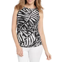 Promo 💯 NIC+ZOE Moonlit Palm Tank Top Black Multi 🧨