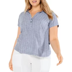 Best deal 😍 NIC+ZOE Plus Central Park Striped Top Indigo Multi 🎉