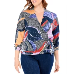 Flash Sale ✔️ NIC+ZOE Plus Falling Petals Wrap Cardigan Black Multi ✨