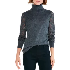 Promo 🤩 NIC+ZOE Pointelle Turtleneck Sweater Charcoal Heather 👍 -NIC+ZOE Sales unnamed file 138