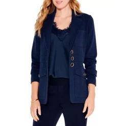 Wholesale 🌟 NIC+ZOE Editor Button Front Blazer Dark Indigo 🔥