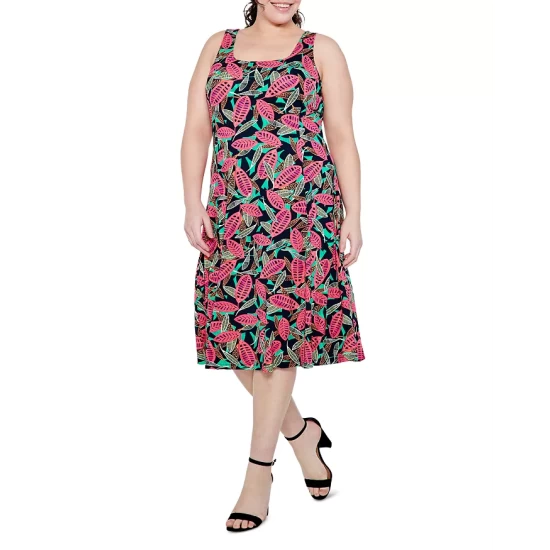 New ๐ NIC+ZOE Plus NIC And ZOE Plus Colorful Canopy Square Neck Midi ๐ Dress Pink Multi ๐ 2 New ๐ NIC+ZOE Plus NIC And ZOE Plus Colorful Canopy Square Neck Midi ๐ Dress Pink Multi ๐
