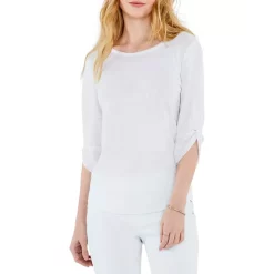 Cheap ⌛ NZT NIC+ZOE Knot Sleeve Boat Neck Top Paper White 😀