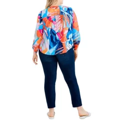 Coupon 😀 NIC+ZOE Plus Tropical Mirage Top Blue Multi 😀 -NIC+ZOE Sales unnamed file 1432