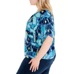 Discount 🎉 NIC+ZOE Plus 🌞 Summer Solstice Top Blue Multi 😉 -NIC+ZOE Sales unnamed file 1436