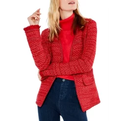 Deals 💯 NIC+ZOE Up Cotton Blend Tempo Open Front Jacket Red Mix 😉