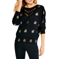 Coupon 🌟 NIC+ZOE Night Out Foil Sweater Black Multi ❤️