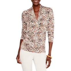 Top 10 👍 NIC+ZOE Forest Spot Printed Top Neutral Multi 🎉