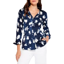 Best reviews of 🌟 NIC+ZOE Mosaic Blues Printed 👕 Shirt Indigo Multi 🎉