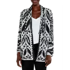 New ⭐ NIC+ZOE Here And There Printed Cardigan Black Multi 🔔