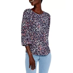 New 🔔 NIC+ZOE Glowing Sunset Printed Top Indigo Multi 🤩