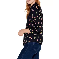 Flash Sale 😉 NIC+ZOE Party Pears Printed 👚 Shirt Black Multi ❤️ -NIC+ZOE Sales unnamed file 381