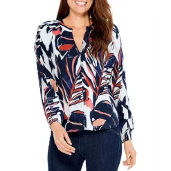 Top 10 ✨ NIC+ZOE Seaside Shade 👕 Shirt Indigo Multi 🤩