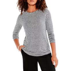 Budget ๐ NZT NIC+ZOE Sweet Dreams Striped Tee Grey Multi ๐