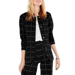 Budget ❤️ NIC+ZOE Etched Plaid Jacket Black Multi 🥰