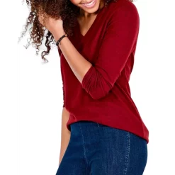 Wholesale 🔔 NZT NIC+ZOE Sweet Dreams Long Sleeve Tee Bordeaux 😉 -NIC+ZOE Sales unnamed file 474