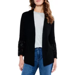 Top 10 🤩 NIC+ZOE Pointelle Cuff Cardigan Black Onyx ⭐